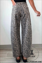 Black leopard print high waist barrel jeans - jeans