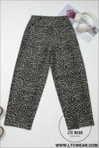 Black leopard print high waist barrel jeans - jeans