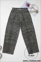 Black leopard print high waist barrel jeans - jeans