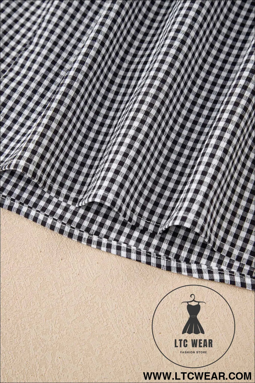 Black Plus Size Plaid Bow Decor Bell Sleeve Round Neck Jumper