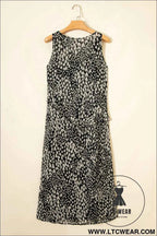Black Printed Sleeveless Maxi Dress