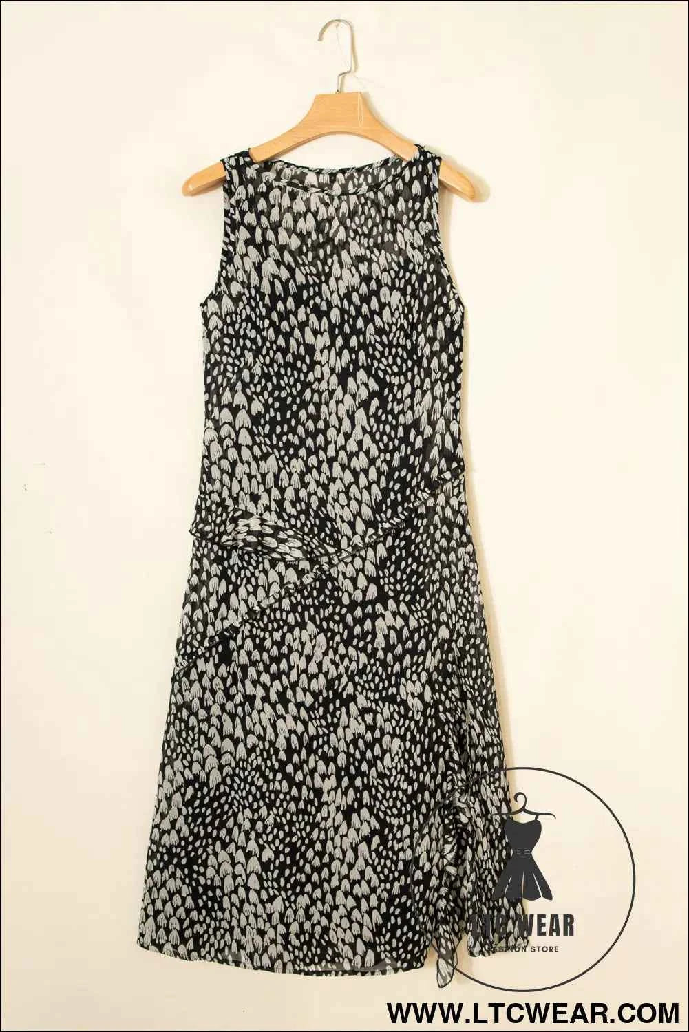 Black Printed Sleeveless Maxi Dress