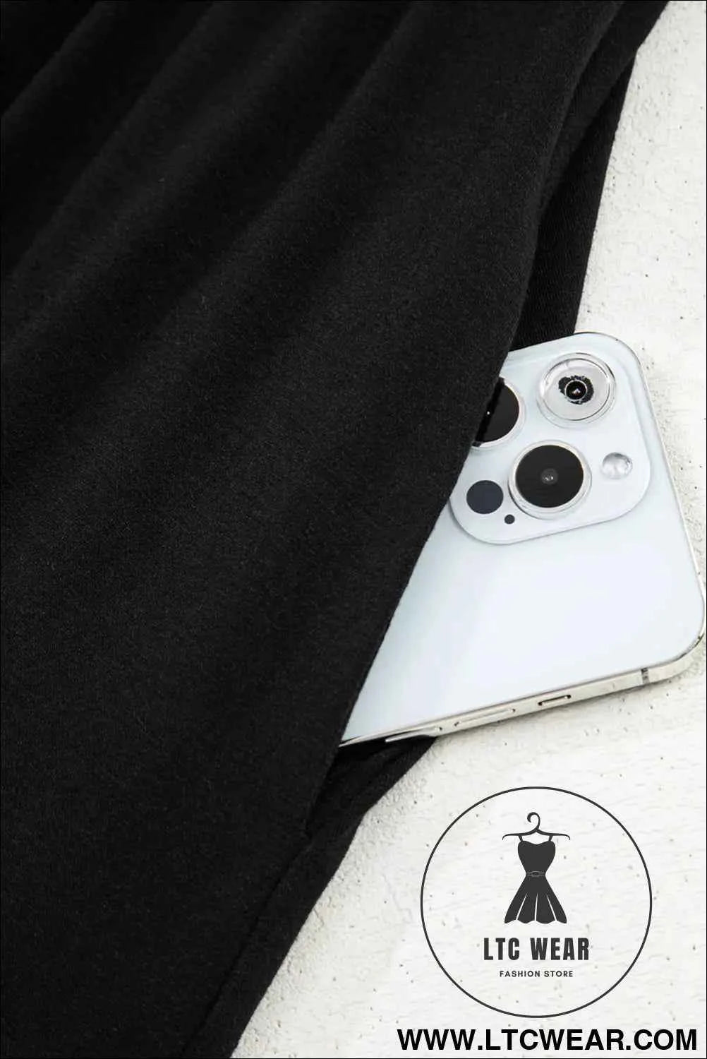 Black Solid Color T-shirt High Waist Pocketed Long Dress