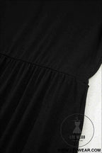 Black Solid Color T-shirt High Waist Pocketed Long Dress