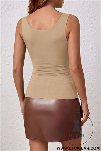 Black Solid Color Wide Strap Splicing Athleisure Tank Top - L.T.C Wear Online Fashion Store