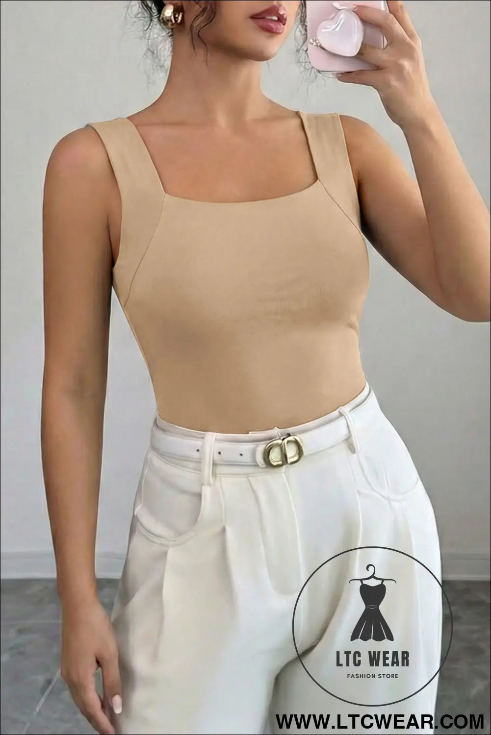 Black Solid Color Wide Strap Splicing Athleisure Tank Top - L.T.C Wear Online Fashion Store