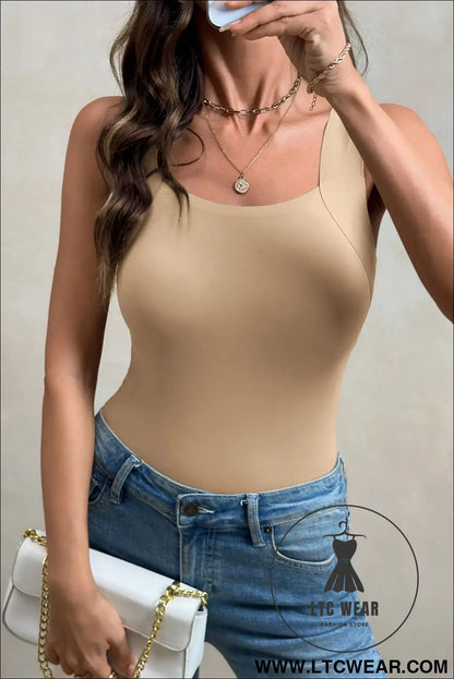 Black Solid Color Wide Strap Splicing Athleisure Tank Top - L.T.C Wear Online Fashion Store