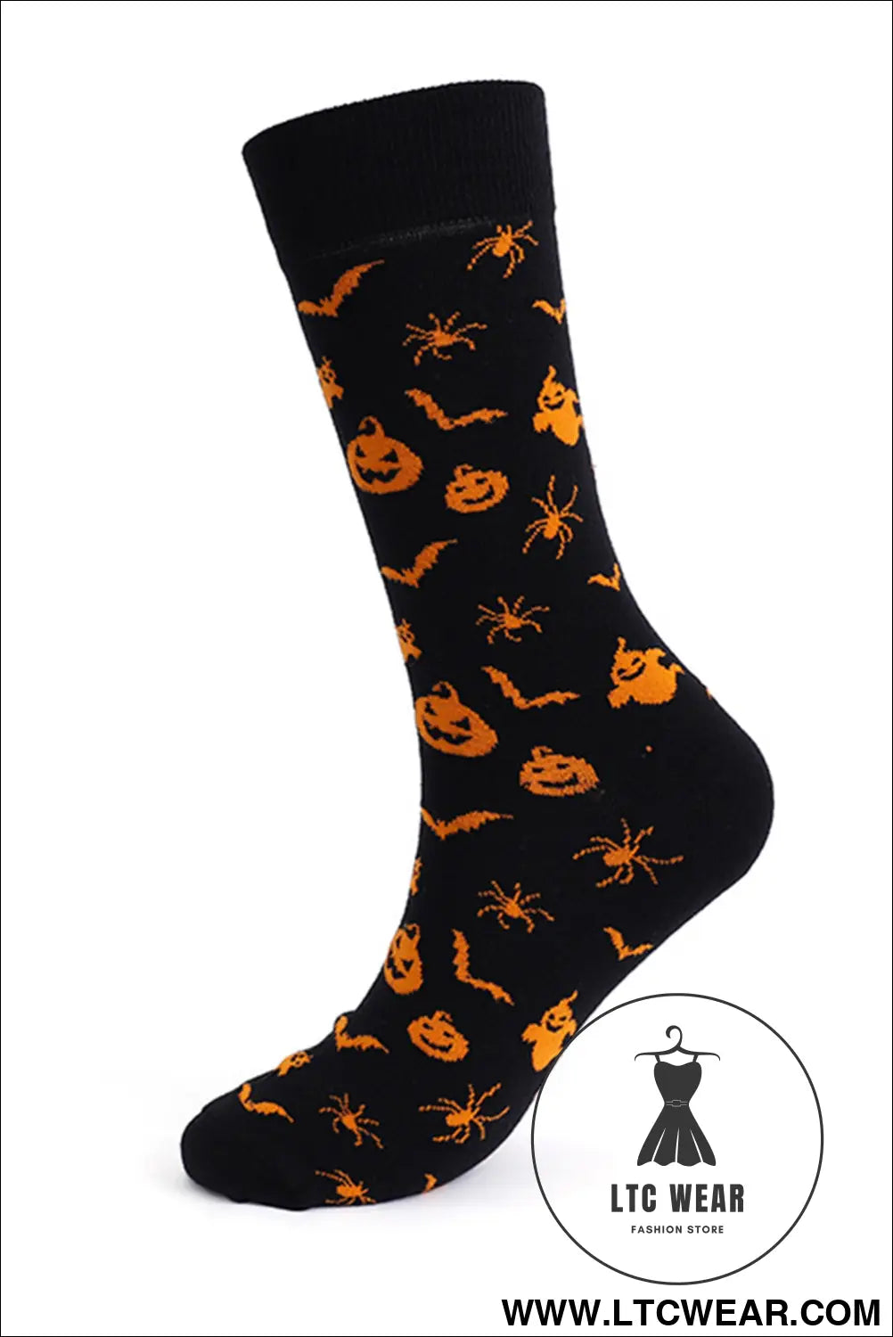 Black spooky season funny halloween socks - black / one size / 100% cotton - socks