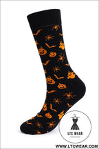 Black spooky season funny halloween socks - black / one size / 100% cotton - socks