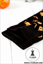 Black spooky season funny halloween socks - black / one size / 100% cotton - socks