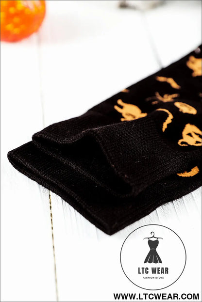 Black spooky season funny halloween socks - black / one size / 100% cotton - socks