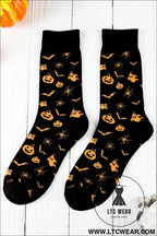 Black spooky season funny halloween socks - black / one size / 100% cotton - socks
