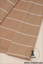 Beige and White Striped Short Sleeve Side Slit T Shirt Dress