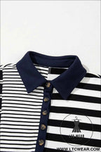 Navy and White Striped Polo T Shirt Dress