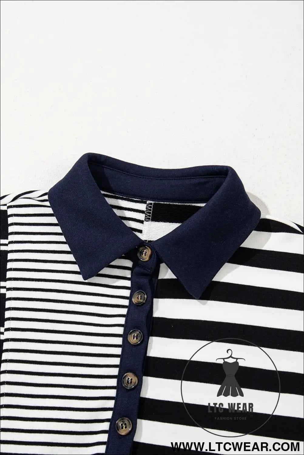Navy and White Striped Polo T Shirt Dress