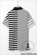 Navy and White Striped Polo T Shirt Dress