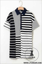 Navy and White Striped Polo T Shirt Dress