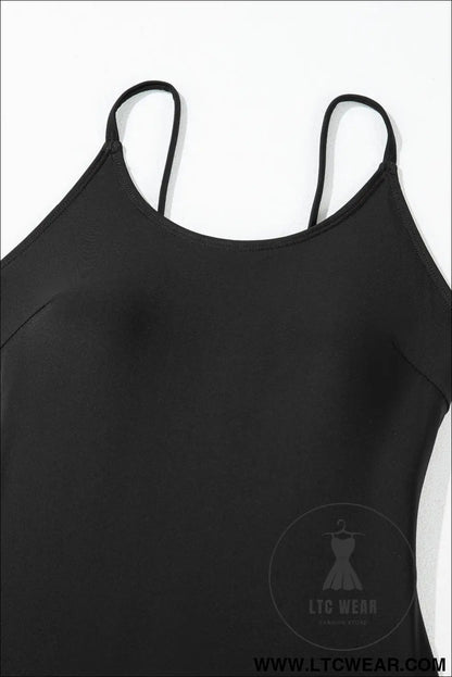 Black Thin Strap Strappy Lace-up Backless One Piece Swimsuit - L.T.C Wear Online Fashion Store