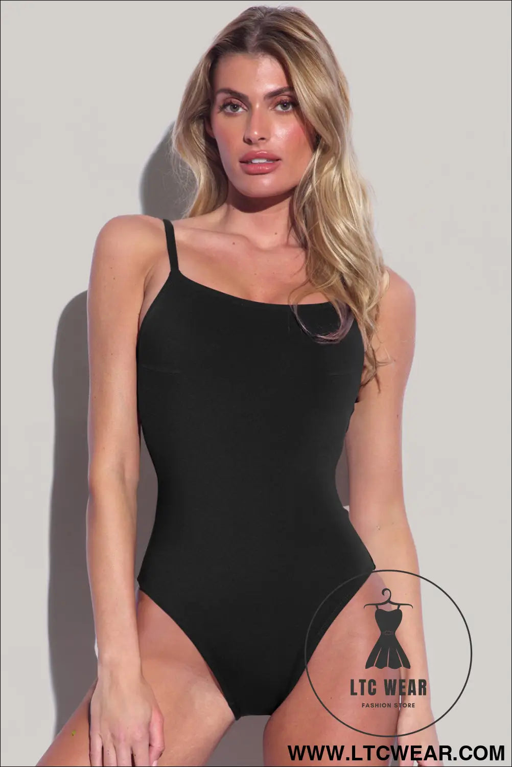 Black Thin Strap Strappy Lace-up Backless One Piece Swimsuit - L.T.C Wear Online Fashion Store