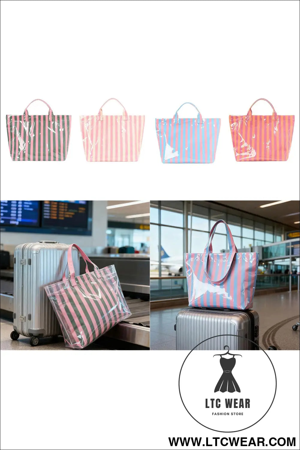 Blackish green glossy striped vinyl large tote bag - blackish green / one size / 95% pu + 5% alloy - handbags