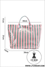 Blackish green glossy striped vinyl large tote bag - blackish green / one size / 95% pu + 5% alloy - handbags