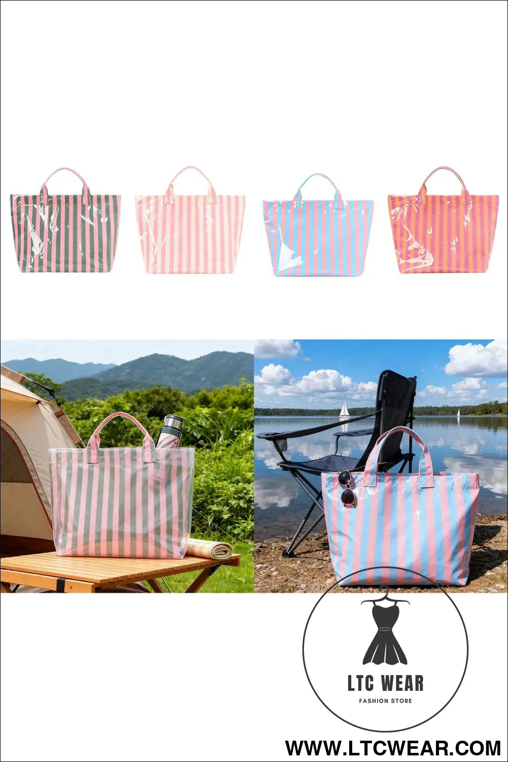 Blackish green glossy striped vinyl large tote bag - blackish green / one size / 95% pu + 5% alloy - handbags