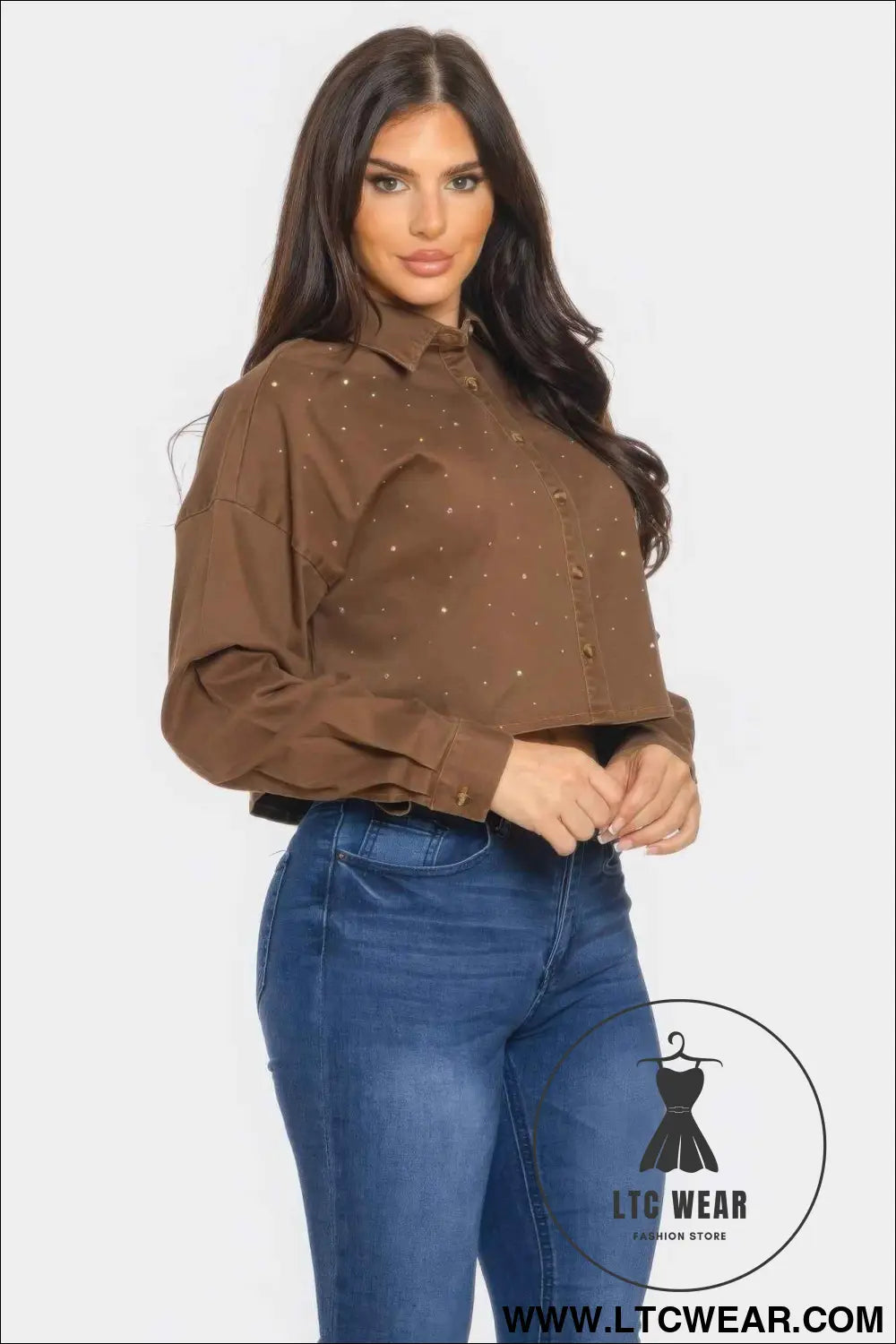 Bling Denim Button Down Shirt