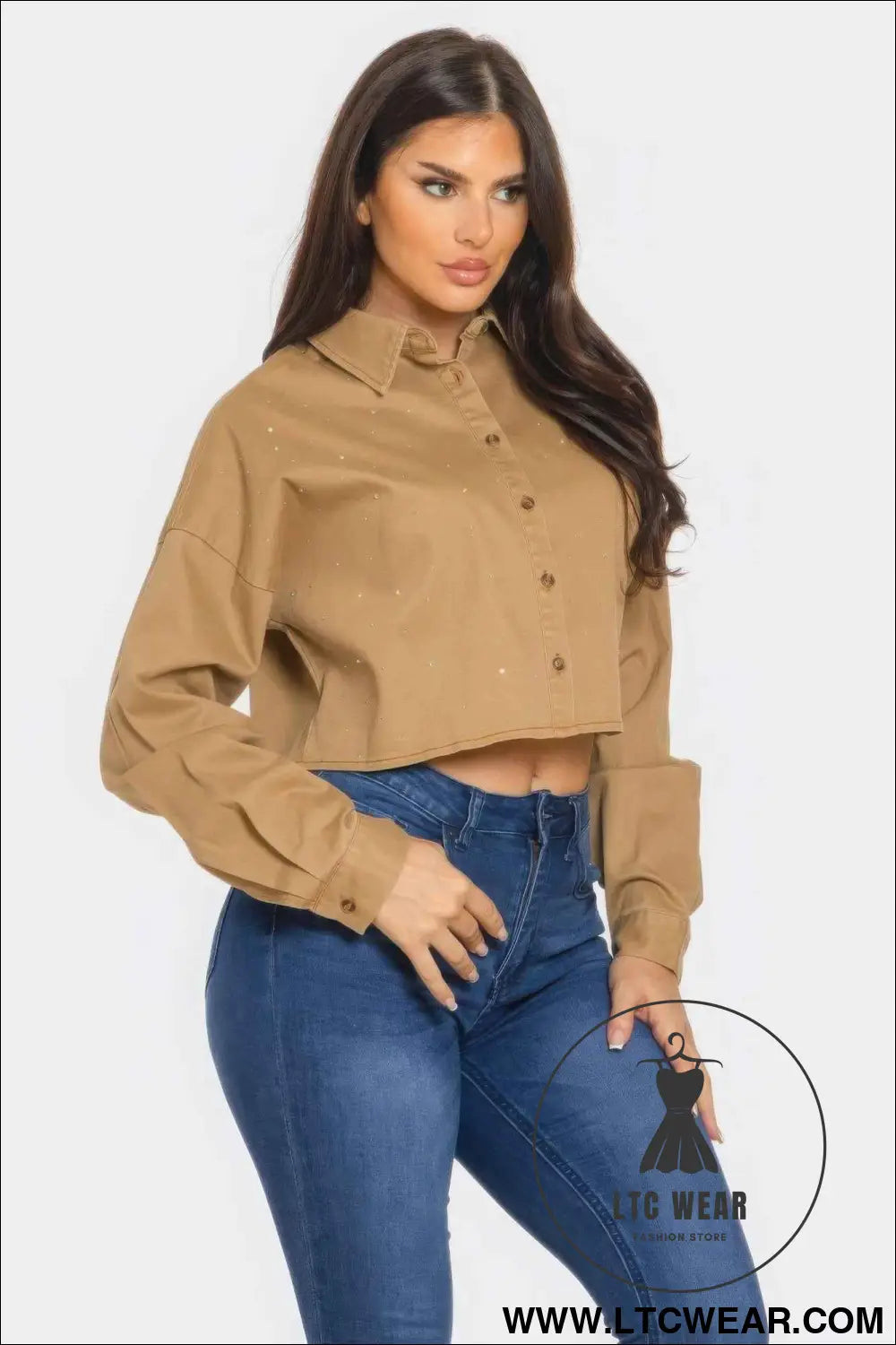 Bling Denim Button Down Shirt