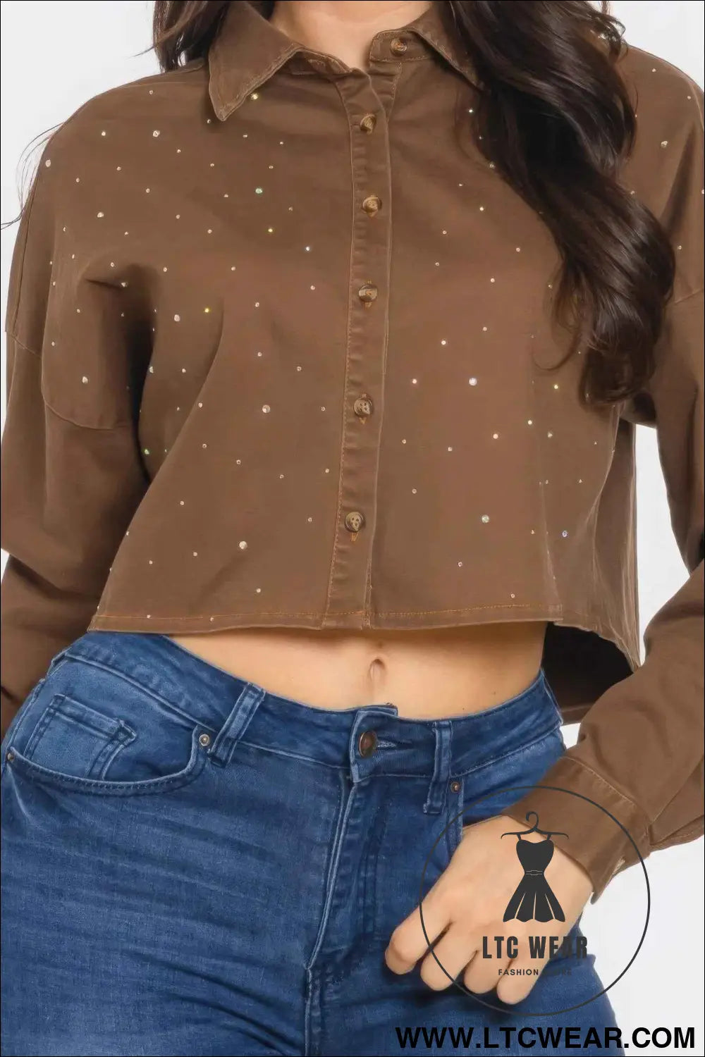 Bling Denim Button Down Shirt