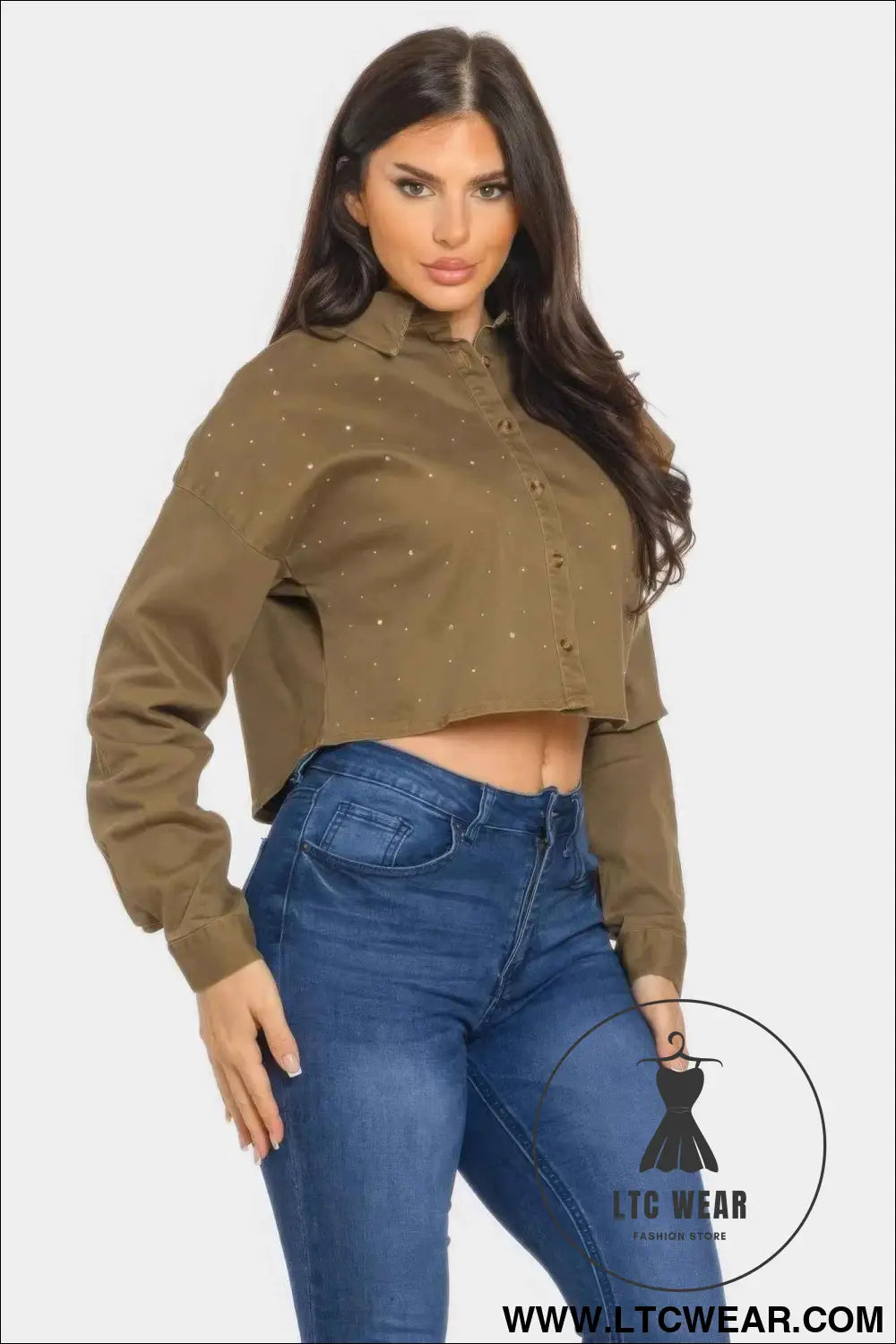 Bling Denim Button Down Shirt
