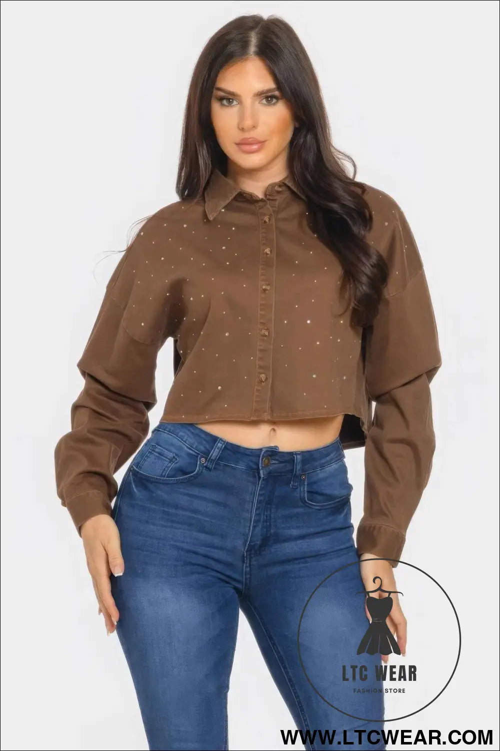 Bling Denim Button Down Shirt
