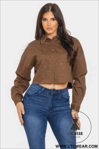 Bling Denim Button Down Shirt