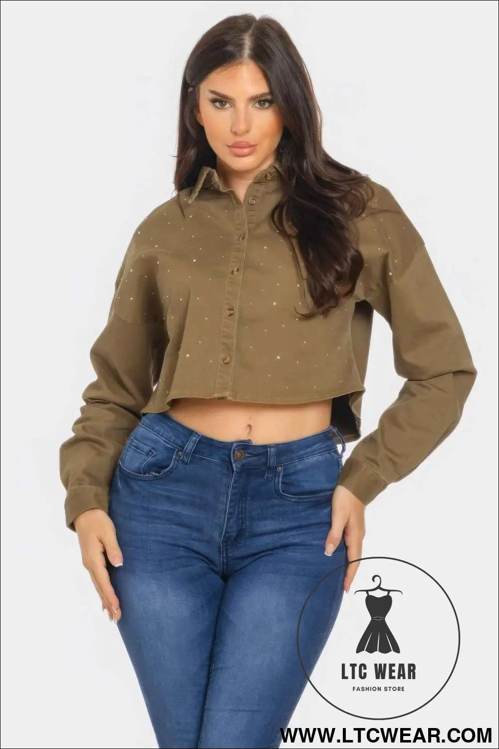 Bling Denim Button Down Shirt