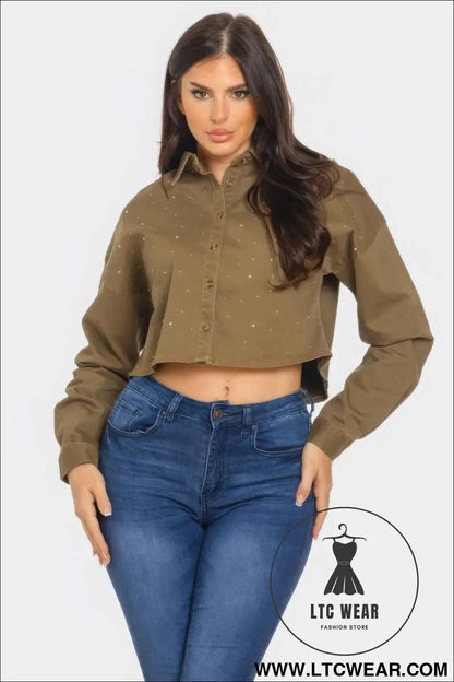 Bling Denim Button Down Shirt