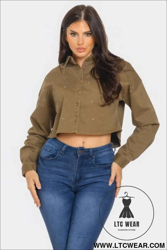 Bling Denim Button Down Shirt