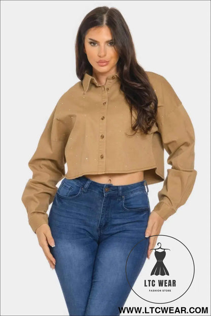 Bling Denim Button Down Shirt