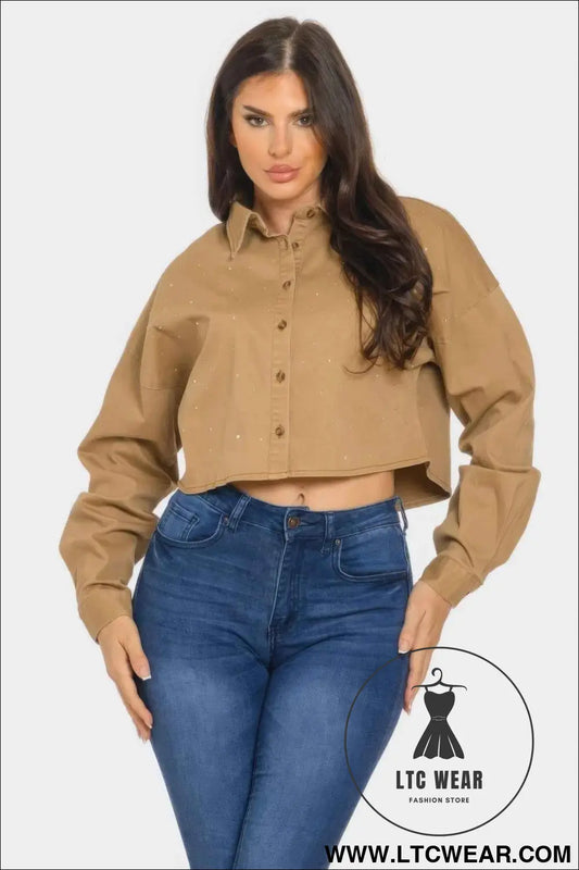 Bling Denim Button Down Shirt