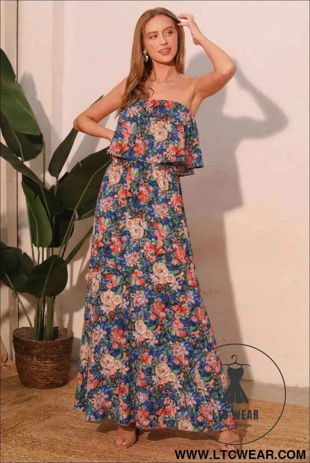 Bloom Party Strapless Maxi Dress