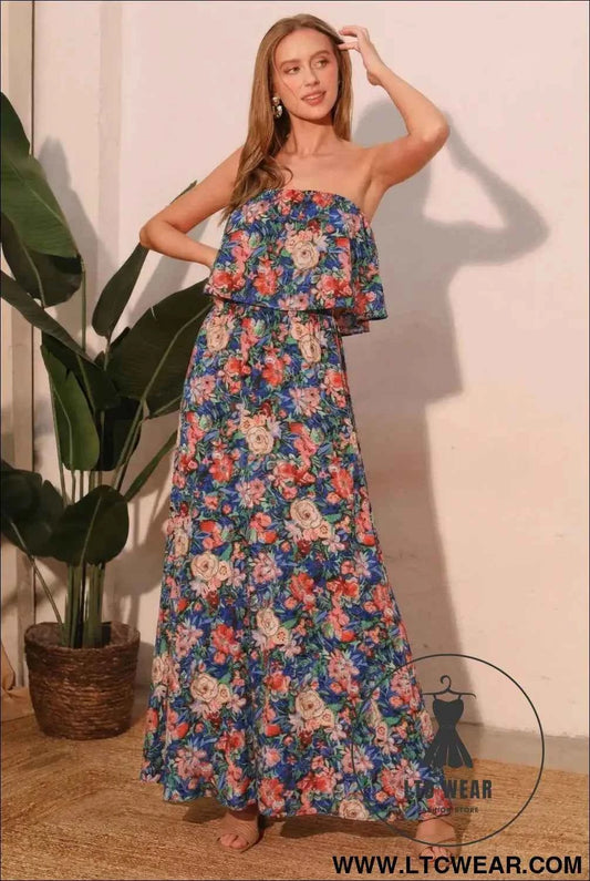 Bloom Party Strapless Maxi Dress
