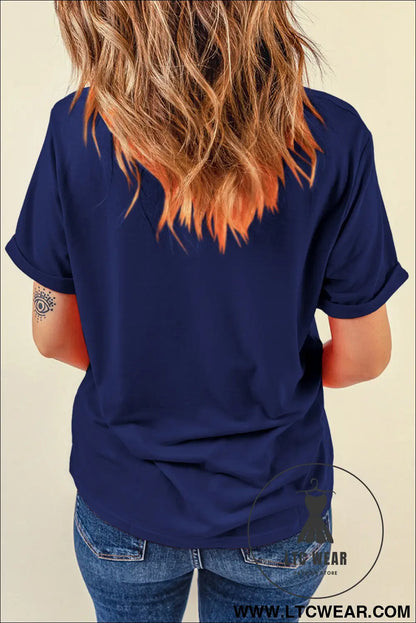 Blue 1776 faux patchwork printed t shirt - graphic tees