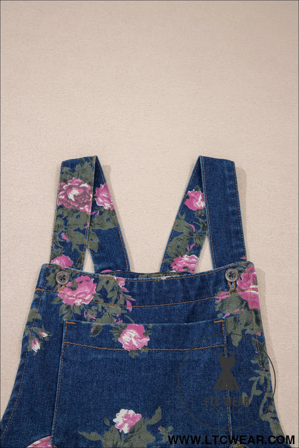 Blue Beau Floral Print Pleated High Waist Wide Leg Denim Jumpsuit - L.T.C Wear Online Fashion Store