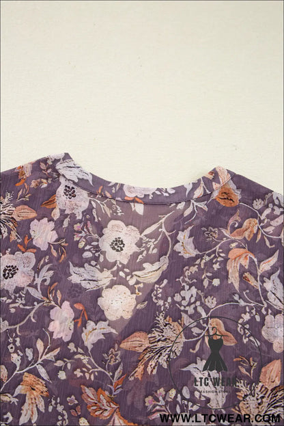 Blue Boho Floral Print 3/4 Sleeve Babydoll Blouse - L.T.C Wear Online Fashion Store