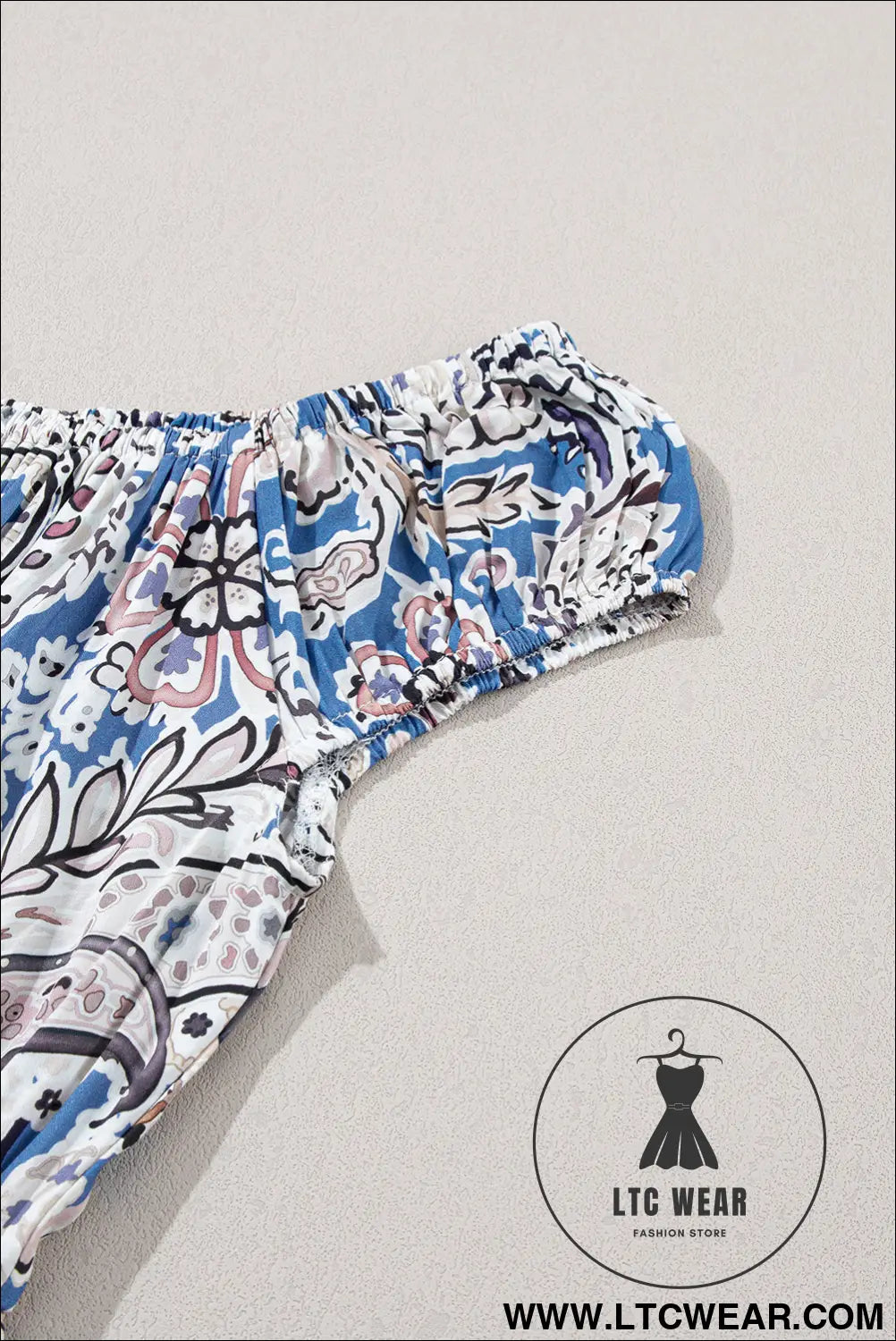 Blue Boho Paisley Print Off Shoulder Maxi Dress - L.T.C Wear Online Fashion Store