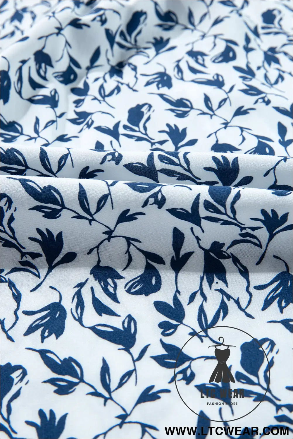 Blue Floral Print Lace Detail Puff Sleeve Shirt - L.T.C Wear Online Fashion Store