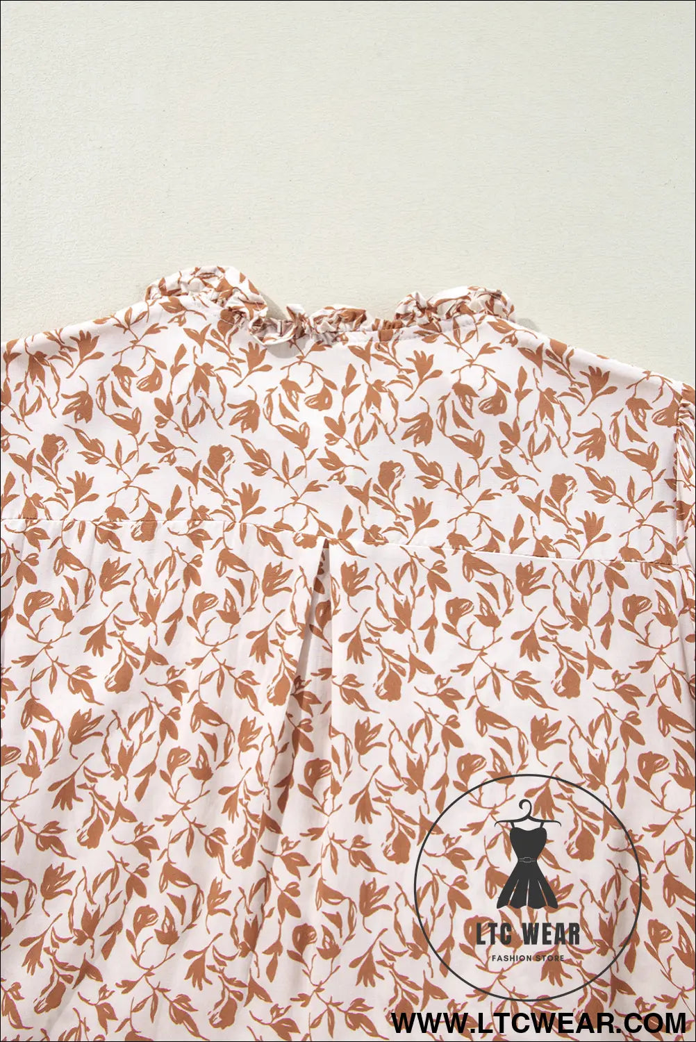 Blue Floral Print Lace Detail Puff Sleeve Shirt - L.T.C Wear Online Fashion Store