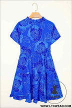 Royal Blue Floral Ruffled Mini Dress