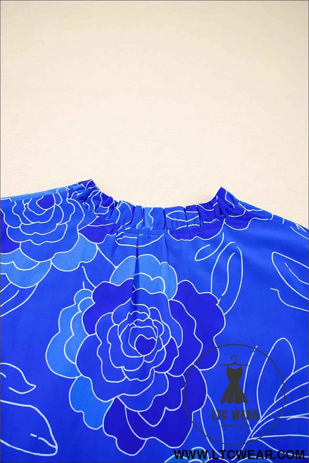 Royal Blue Floral Ruffled Mini Dress