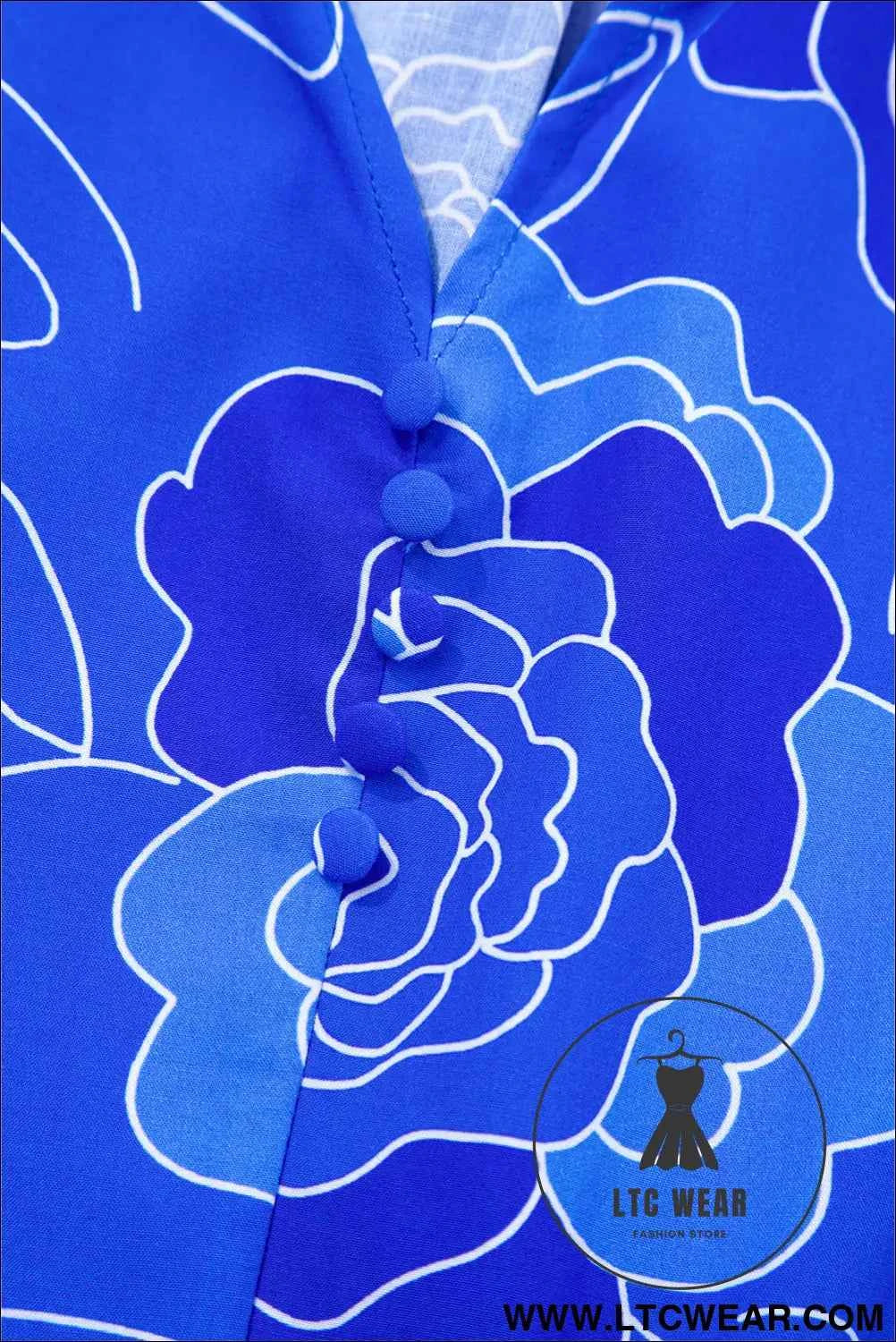 Royal Blue Floral Ruffled Mini Dress
