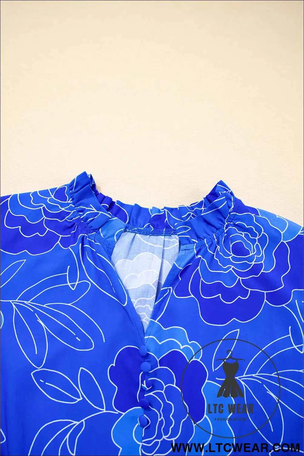 Royal Blue Floral Ruffled Mini Dress