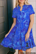 Royal Blue Floral Ruffled Mini Dress